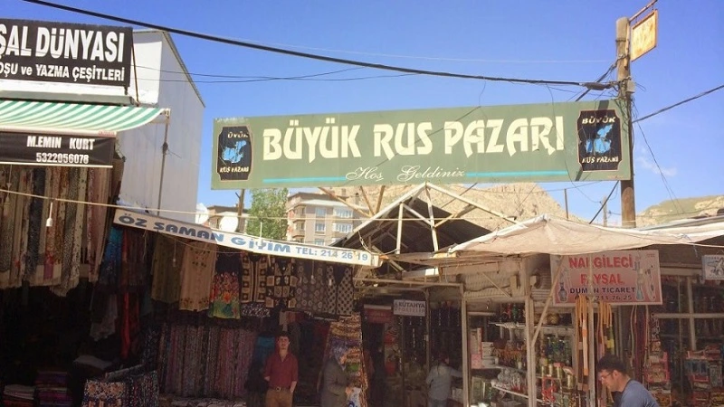 نمایی از بازار روس‌ها در شهر وان ترکیه
