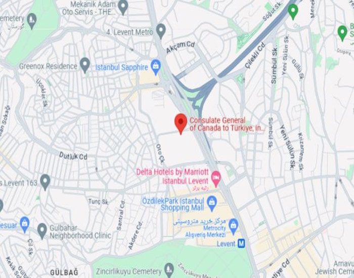 لوکیشین سفارت کانادا در استانبول